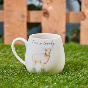 Lamb with wellies stoneware rounded mug